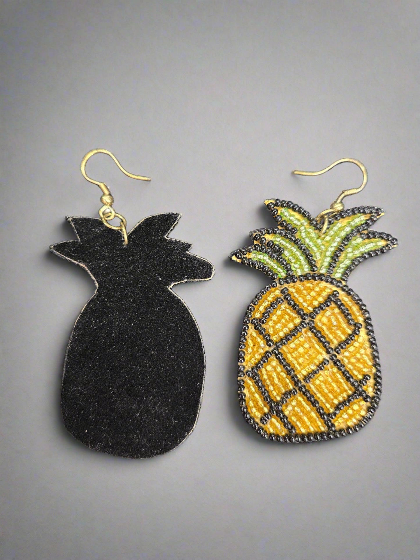 Handmade Seed Bead Fishhook Pineapple Earrings