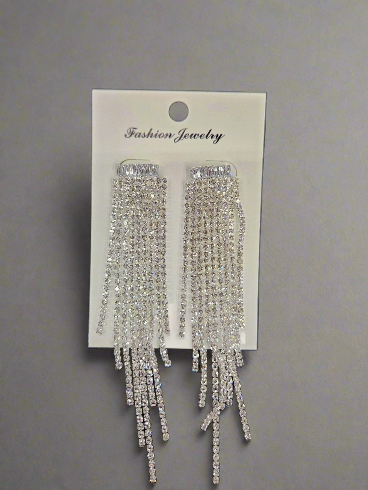 Rhinestone + Cubic Zirconia Baguette Header Stone Dangling Post Earrings