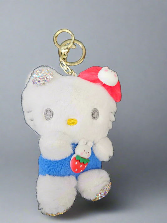 5" Kitty Blue Romper Plushie Keychain