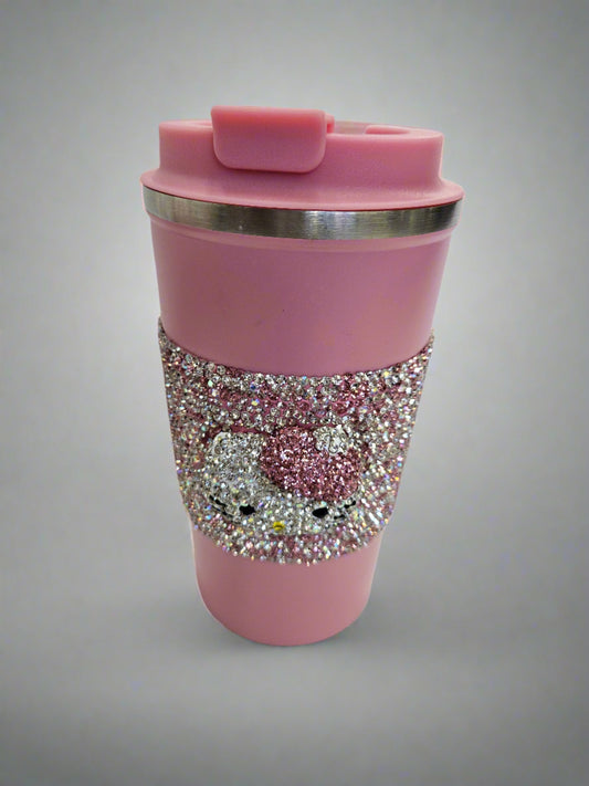 Pink Rhinestone Kitty Coffee Mug