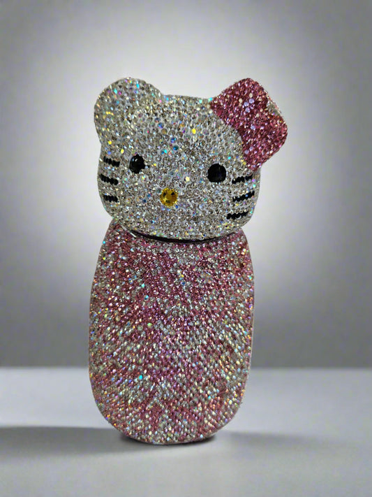 Pink Rhinestone Kitty Stainless Steel Water Bottle