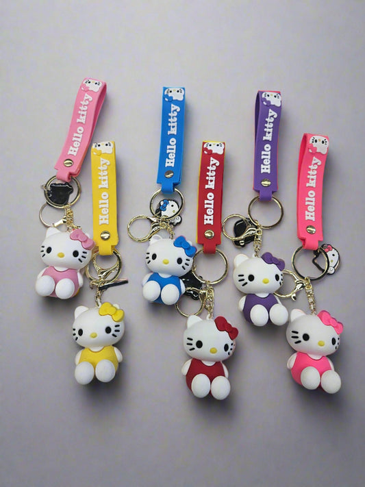 KITTY WITH BOW SILICON KEYCHAIN (12PC)