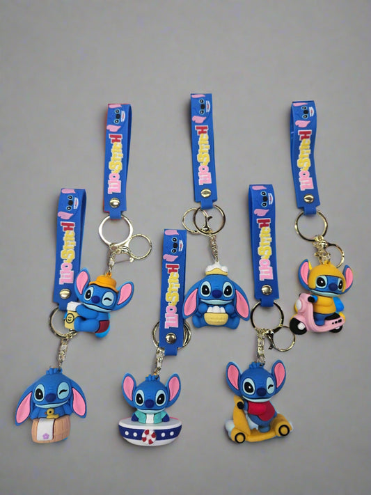 BLUE STITCH DOG KEYCHAIN (12PC)