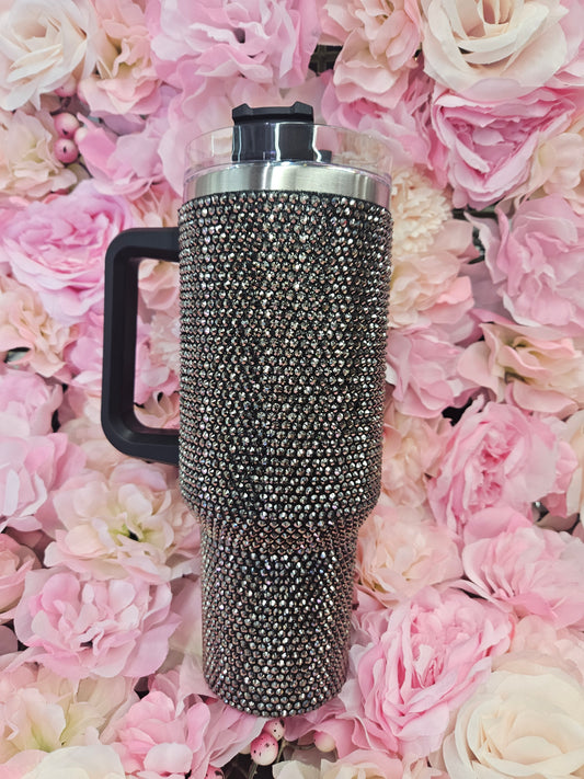 Hematite Black Rhinestone 40oz Stainless Steel Tumbler