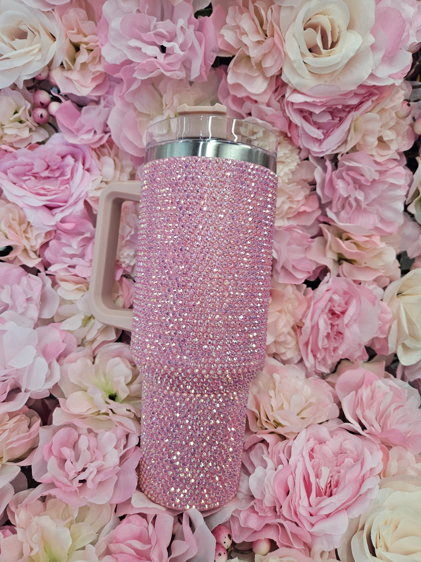 Pink Rhinestone 40 oz Stainless Steel Tumbler