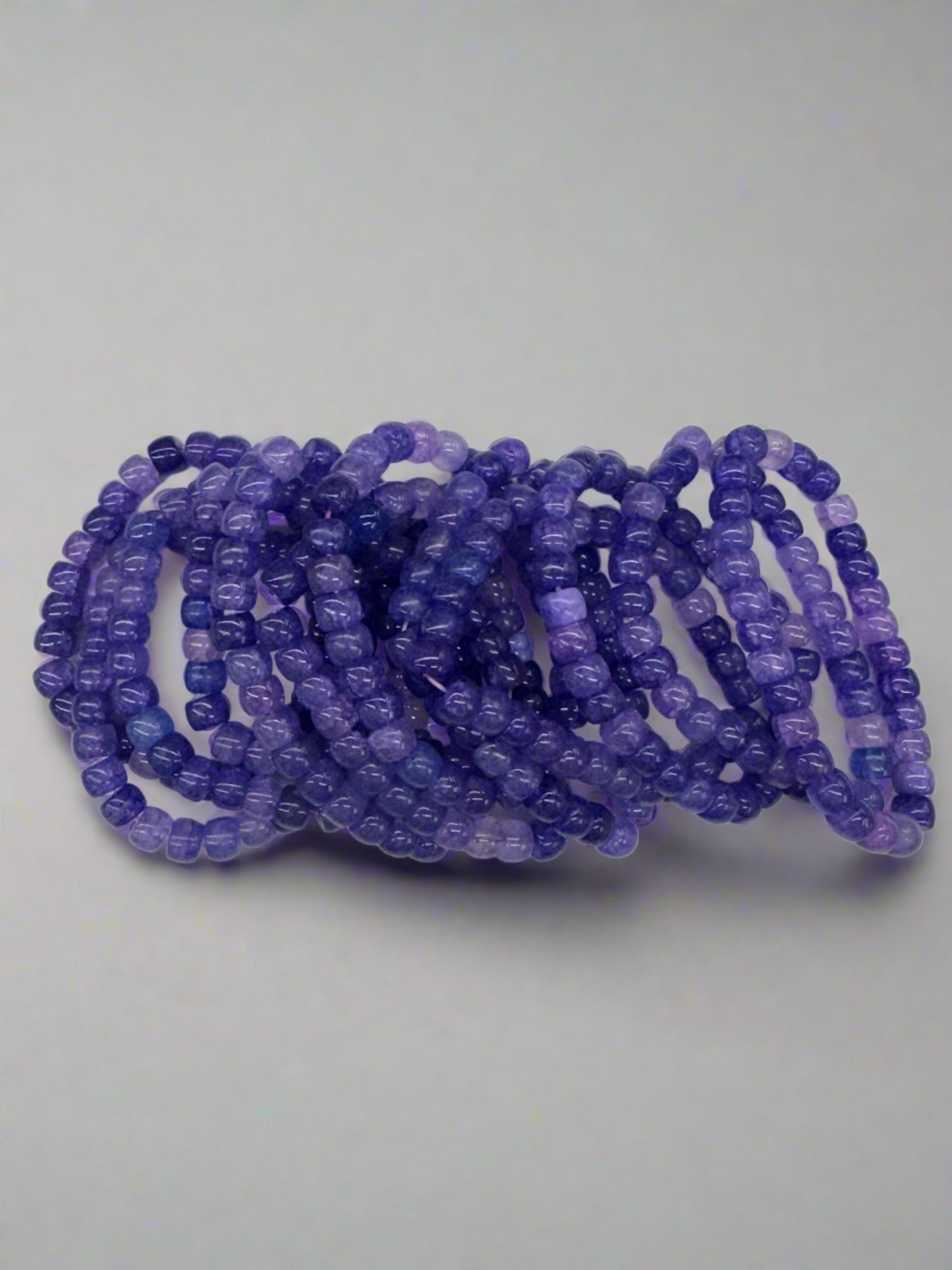 Purple Simulated Glass Beaded Bracelets (12pc)