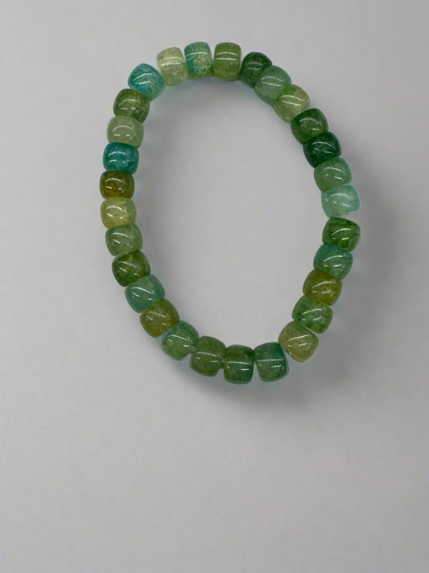 Green Tone Simulated Glass Beaded Bracelets (12pc)