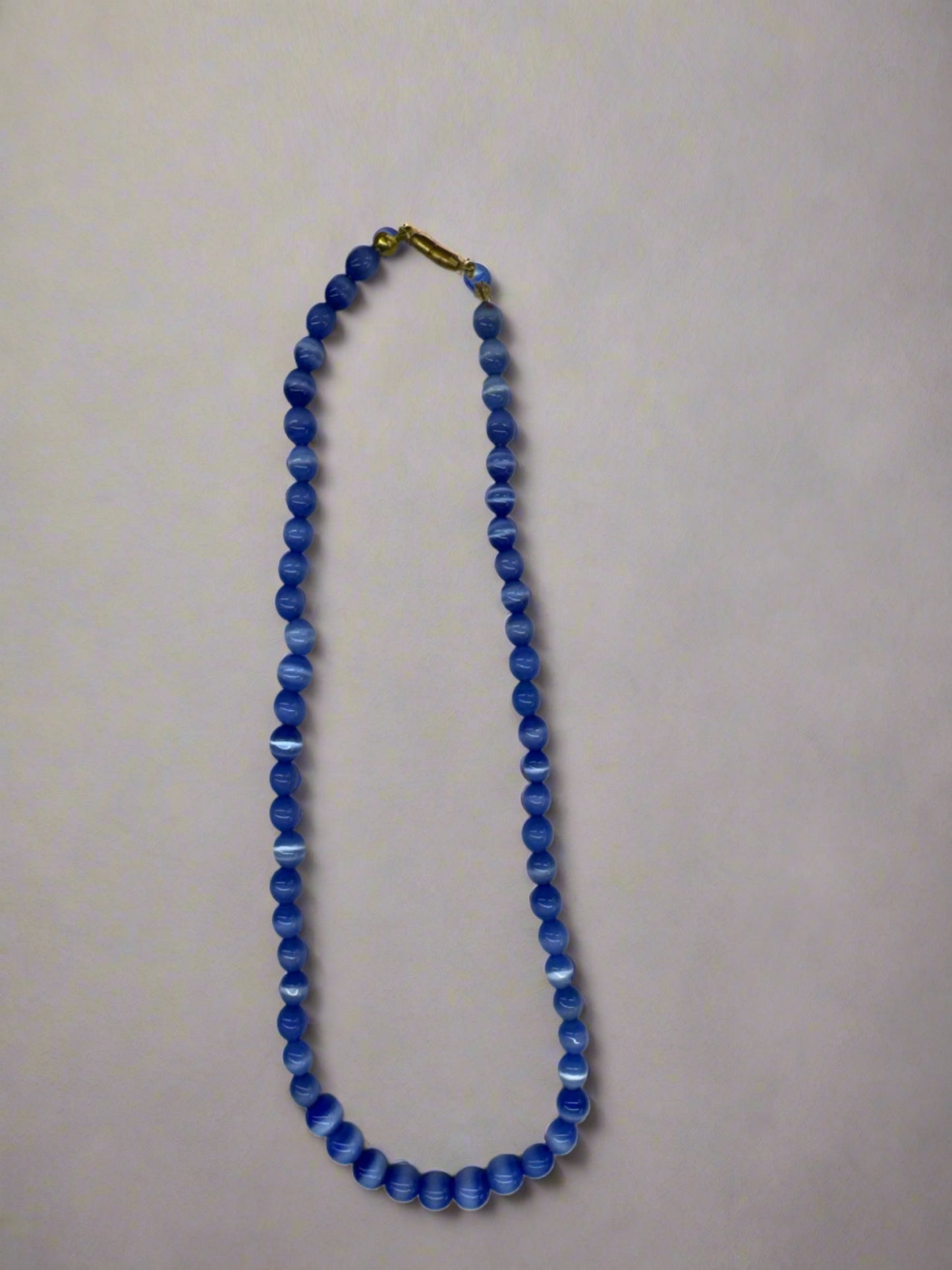 7" Blue Moonstone Cat Eye Beaded Necklace (12pc)