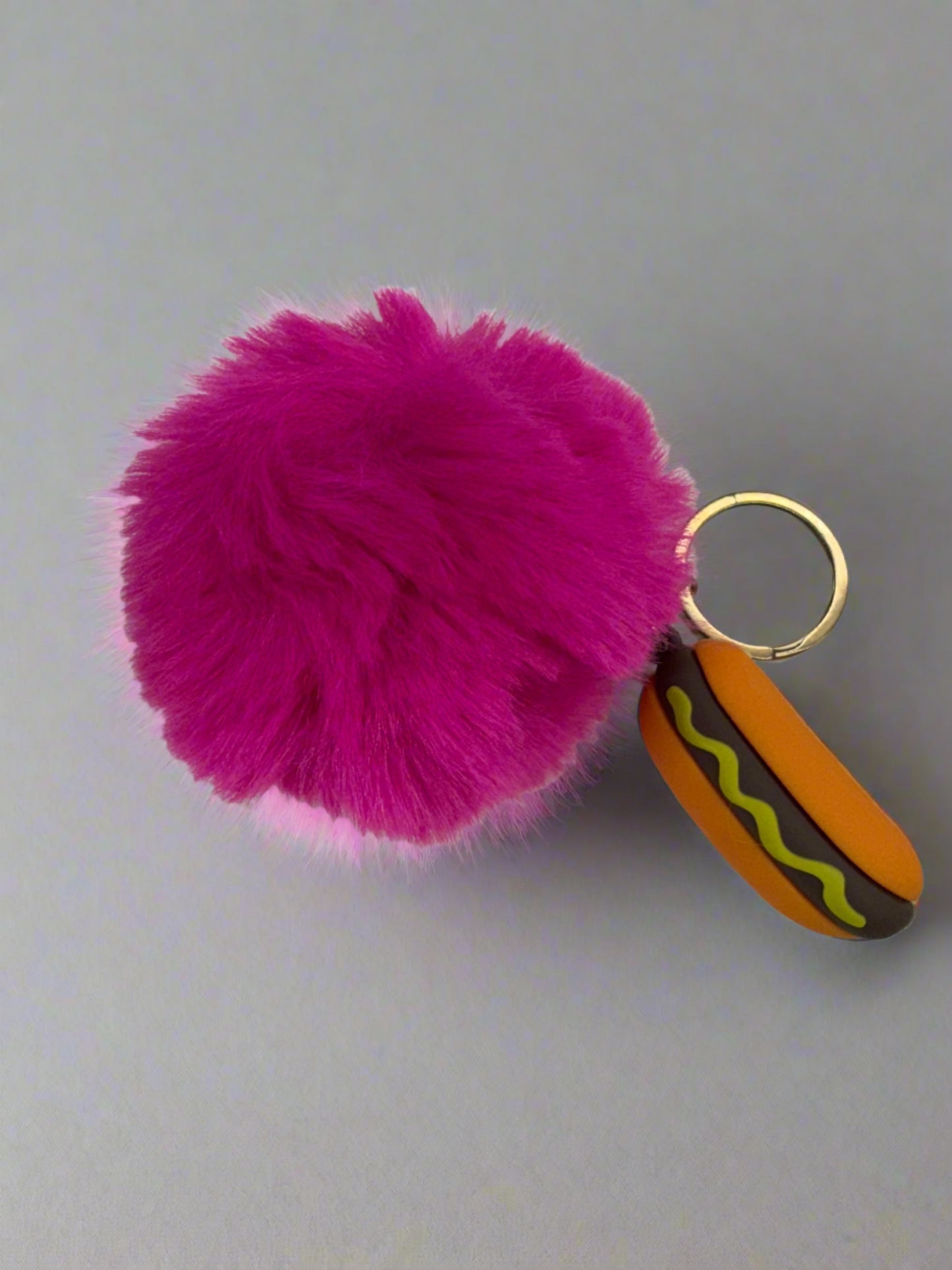 Pom Pom Keychain with Fast Food Charm (12pc)