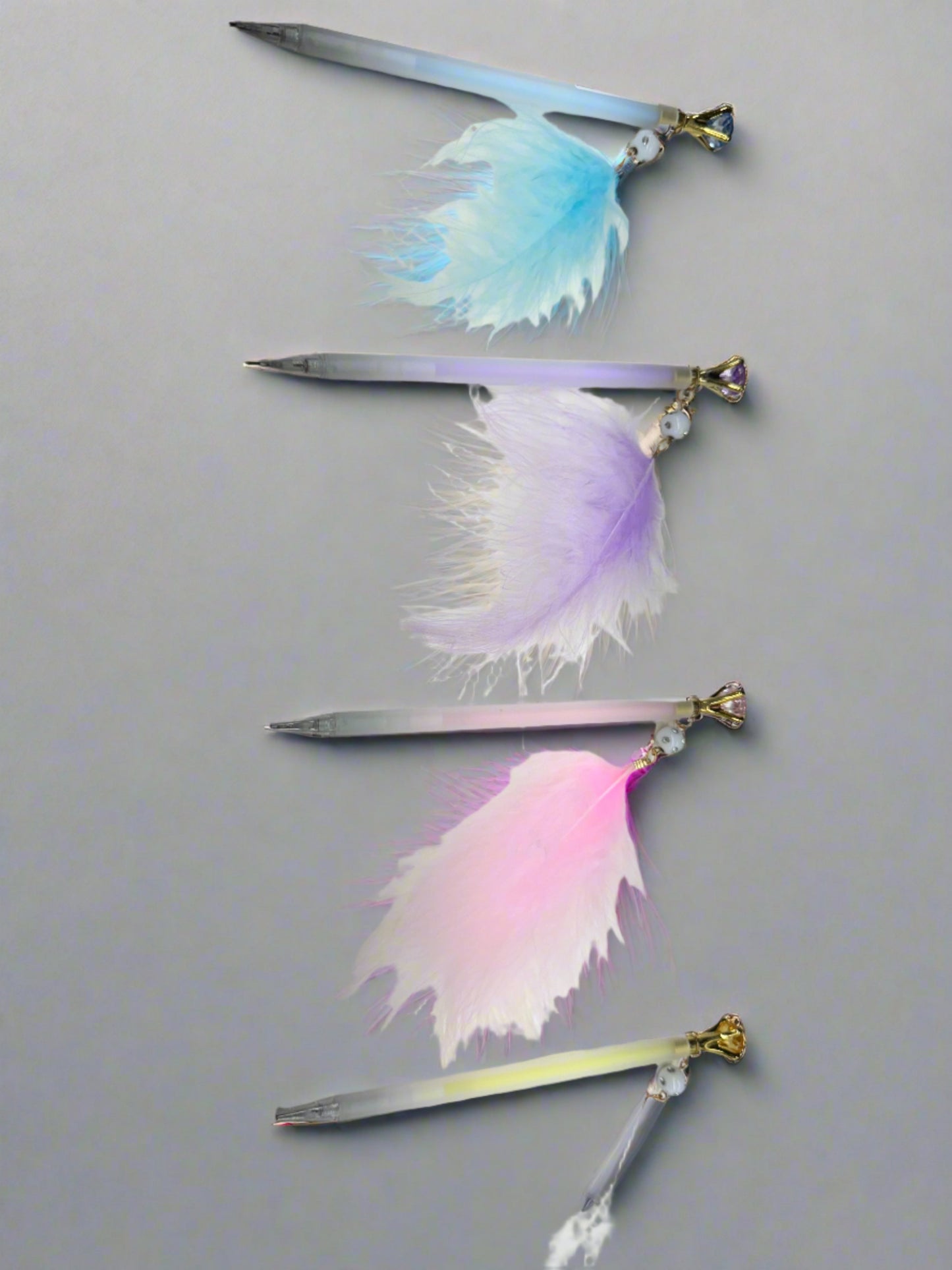 Lead Pencils with Diamond Top + Feather Charm (Set of 4)