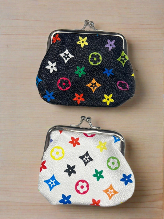 Rainbow Star Printed Faux Leather Coin Bag