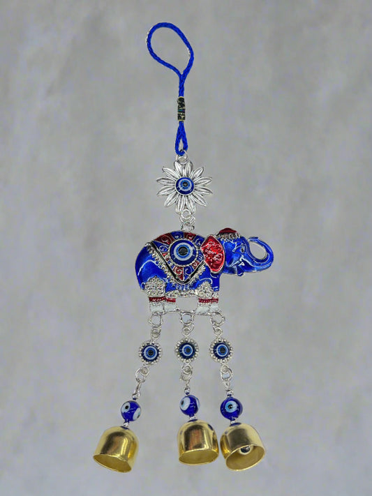 11" Evil Eye Elephant with Protection Bells Charm