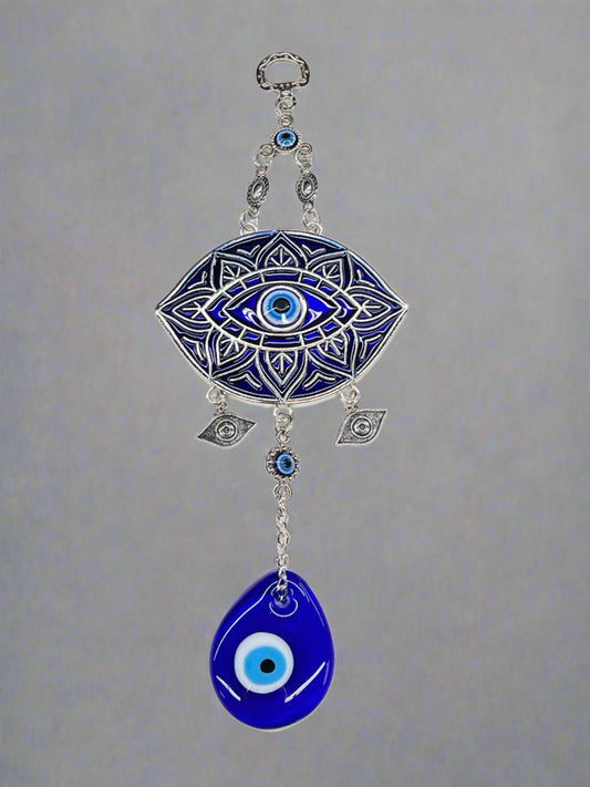 10" Metal Evil Eye with Glass Blown Pendant