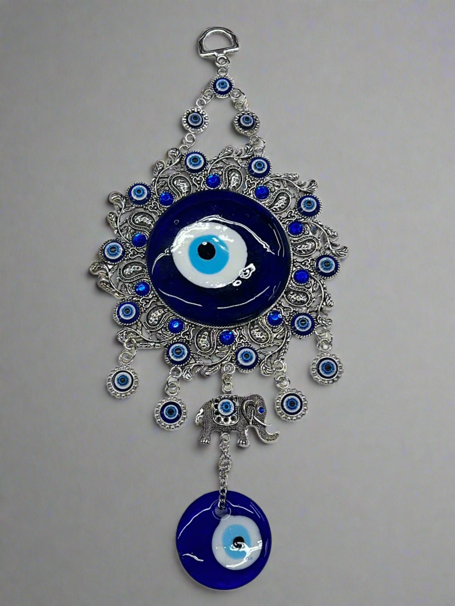 10" Evil Eye Ornament with Elephant Charm