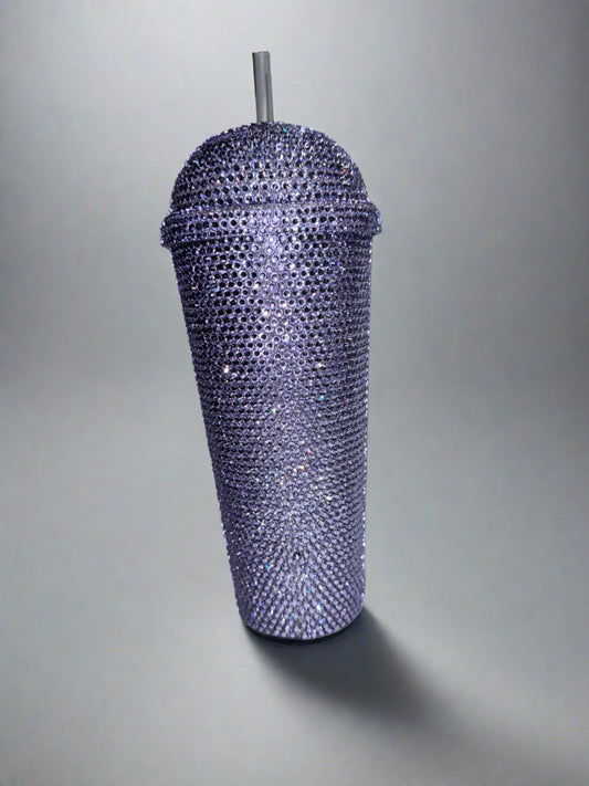 Lavender Rhinestone Tumbler