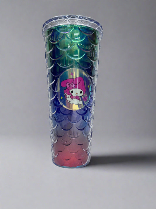 Mermaid Scale Rainbow Tumbler with Straw