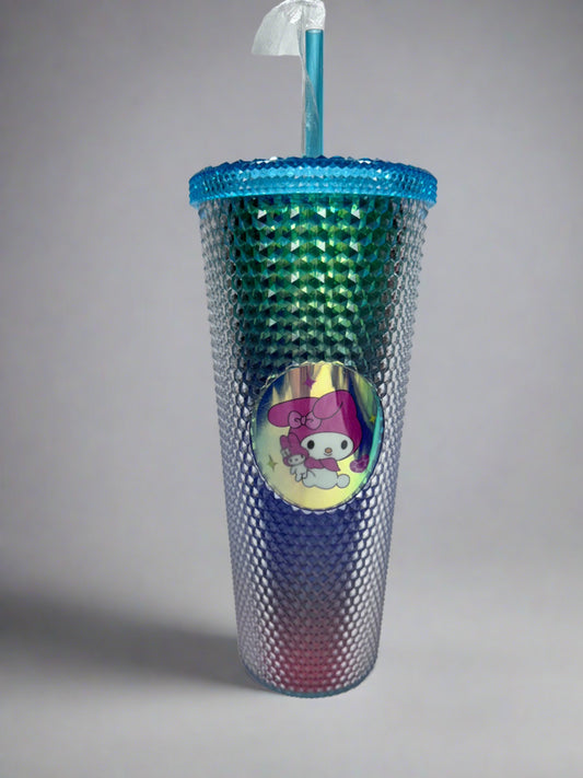 Studded Rainbow Tumbler with Straw