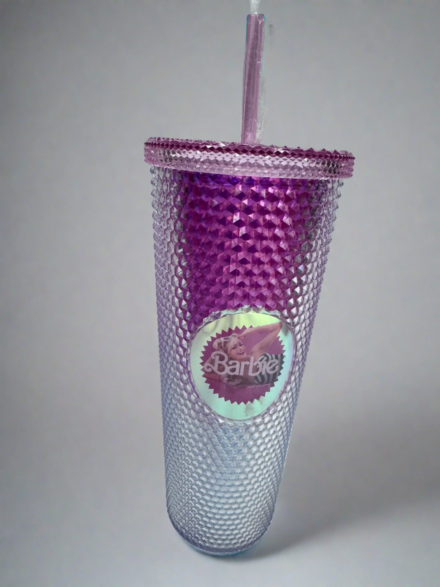 Pink Barbie Studded Tumbler with Straw