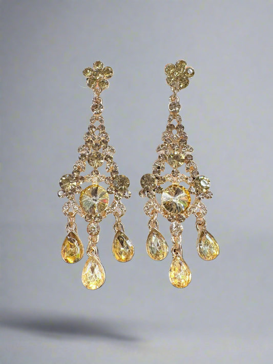 3" Topaz Rhinestone Casting Post Earrings