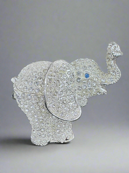 Rhinestone Encrusted Elephant Jewelry Box