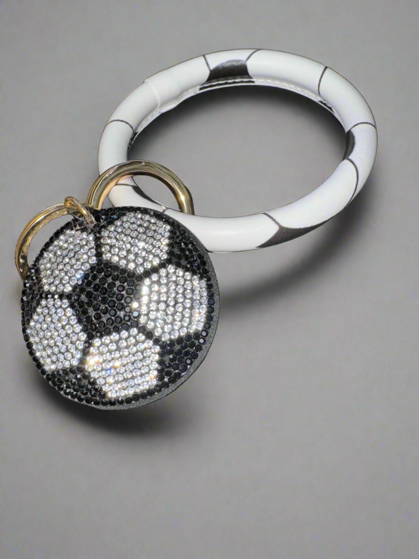 3" Wristlet Soccer Rhinestone Keychain