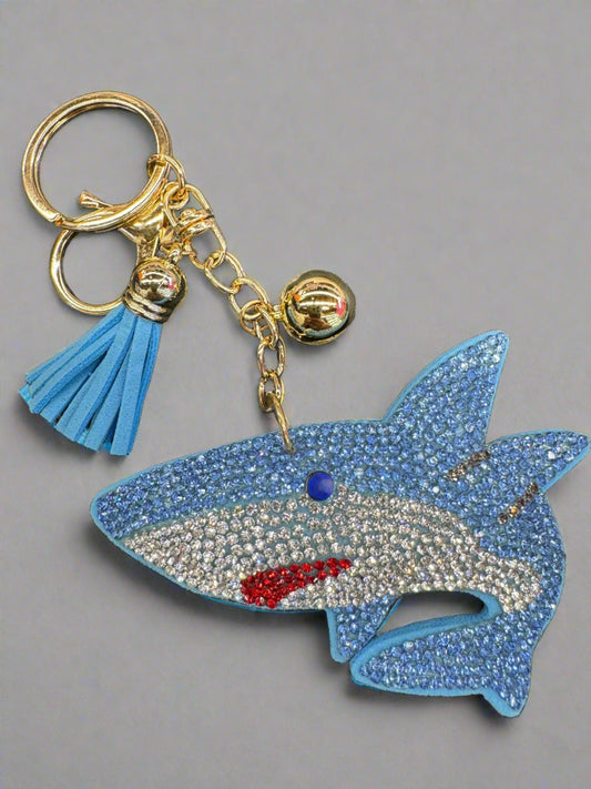 3.5" Rhinestone Shark Keychain