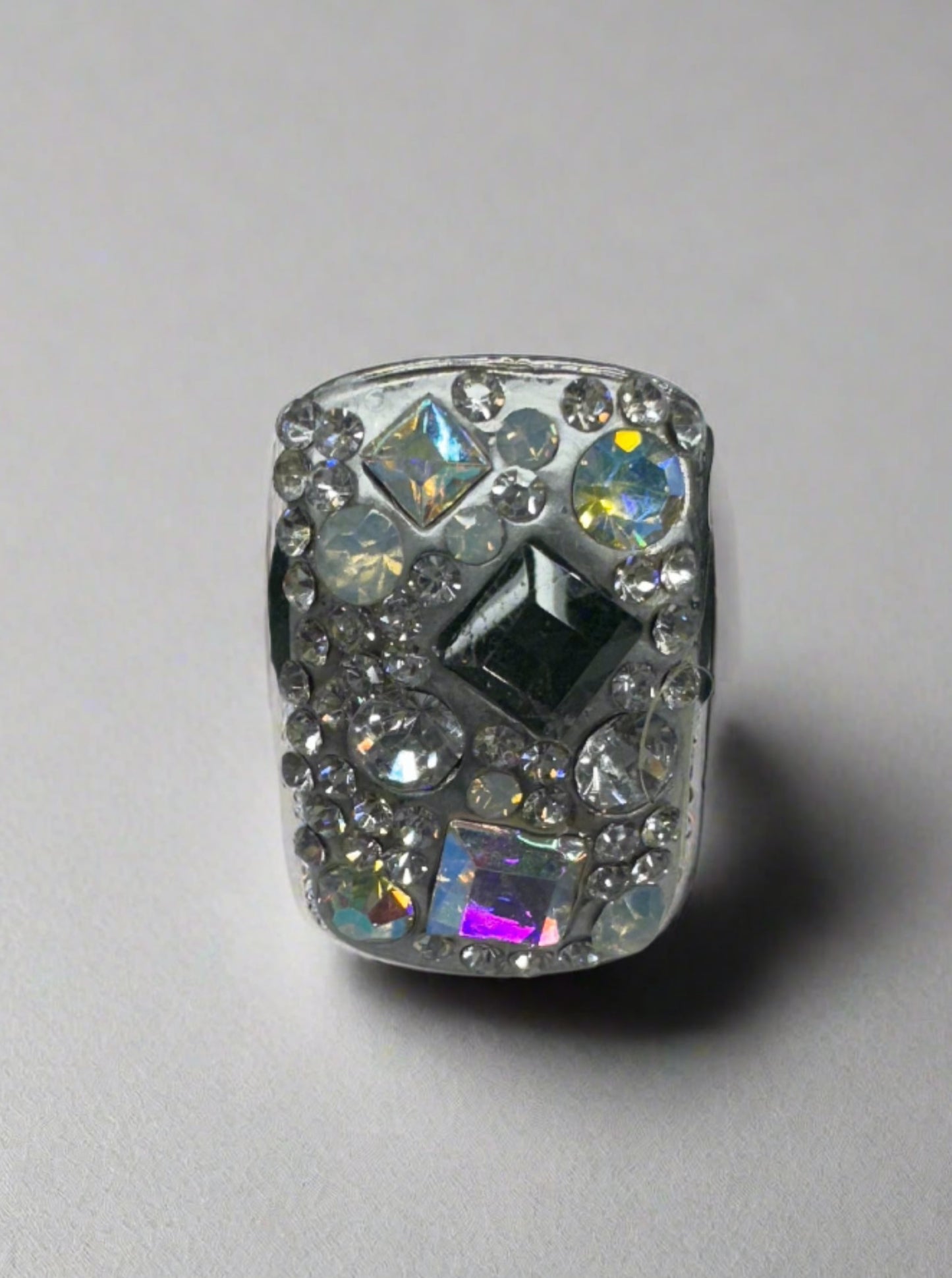 1" Rectangle Rhinestone Ring