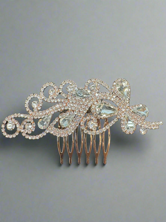 4" Rosegold Rhinestone Hair Combs