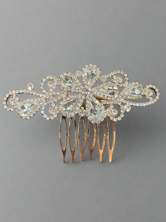 4" Rhinestone Flower Hair Comb