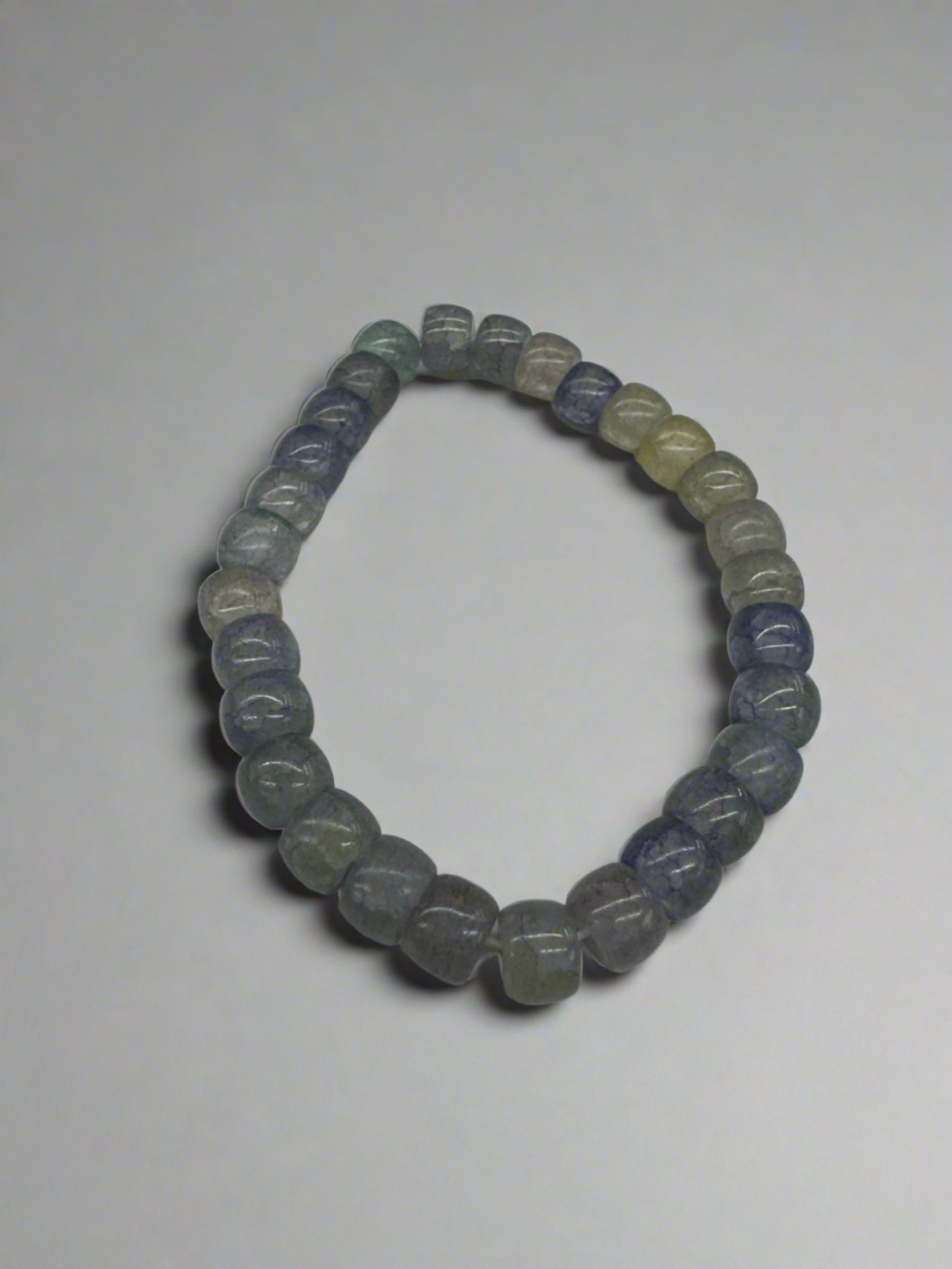 Grey with Blue Hues Simulated Glass Beaded Bracelet (12pc)