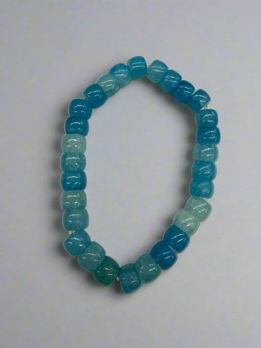 Blue Simulated Glass Beaded Bracelet (12pc)