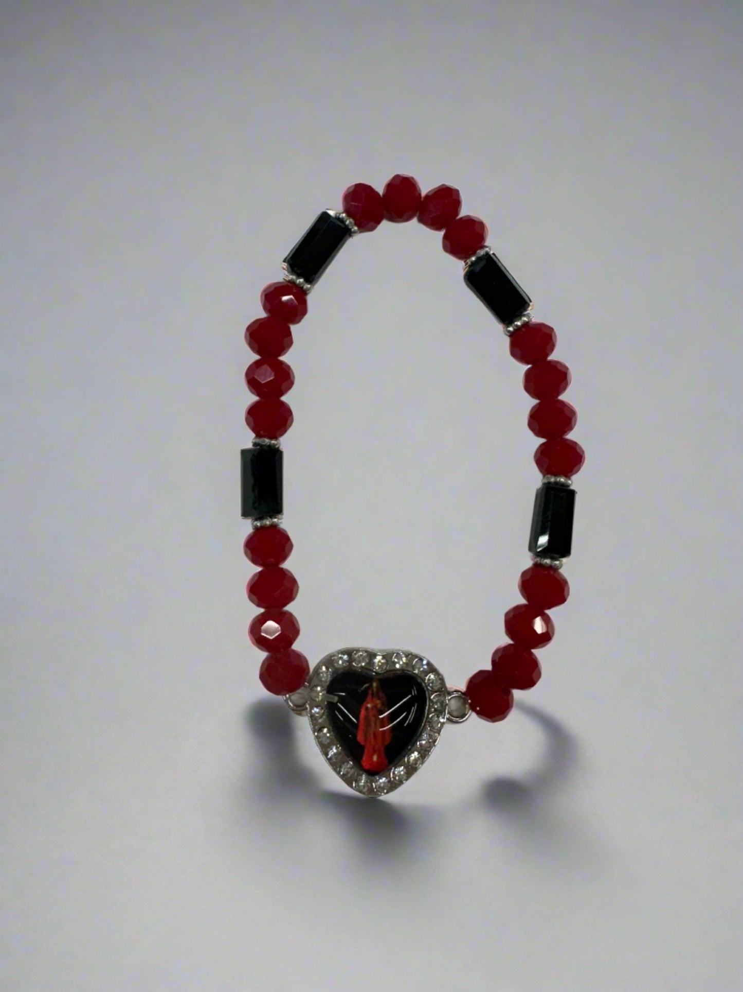 Santa Muerte Crystal Beaded Stretch Bracelet