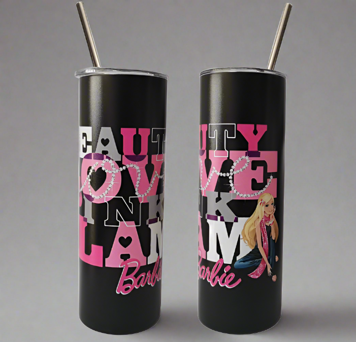 Black Stainless Steel 20 Fl Oz Tumbler Barbie Print