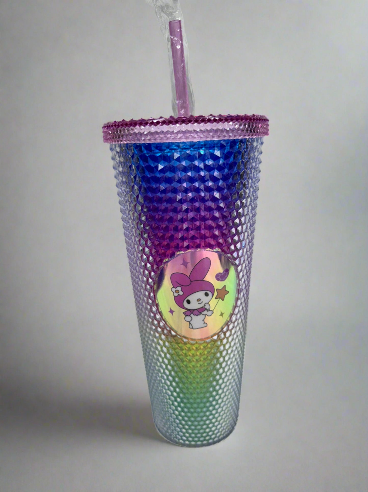 Rainbow Bunny Spike Tumbler with Straw