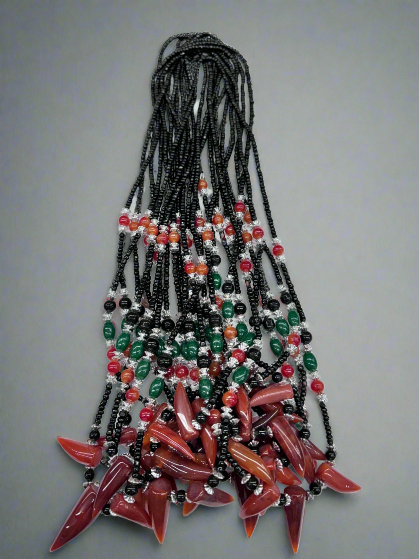 14" Natural Red Stone Three Spike Necklace (12pc)