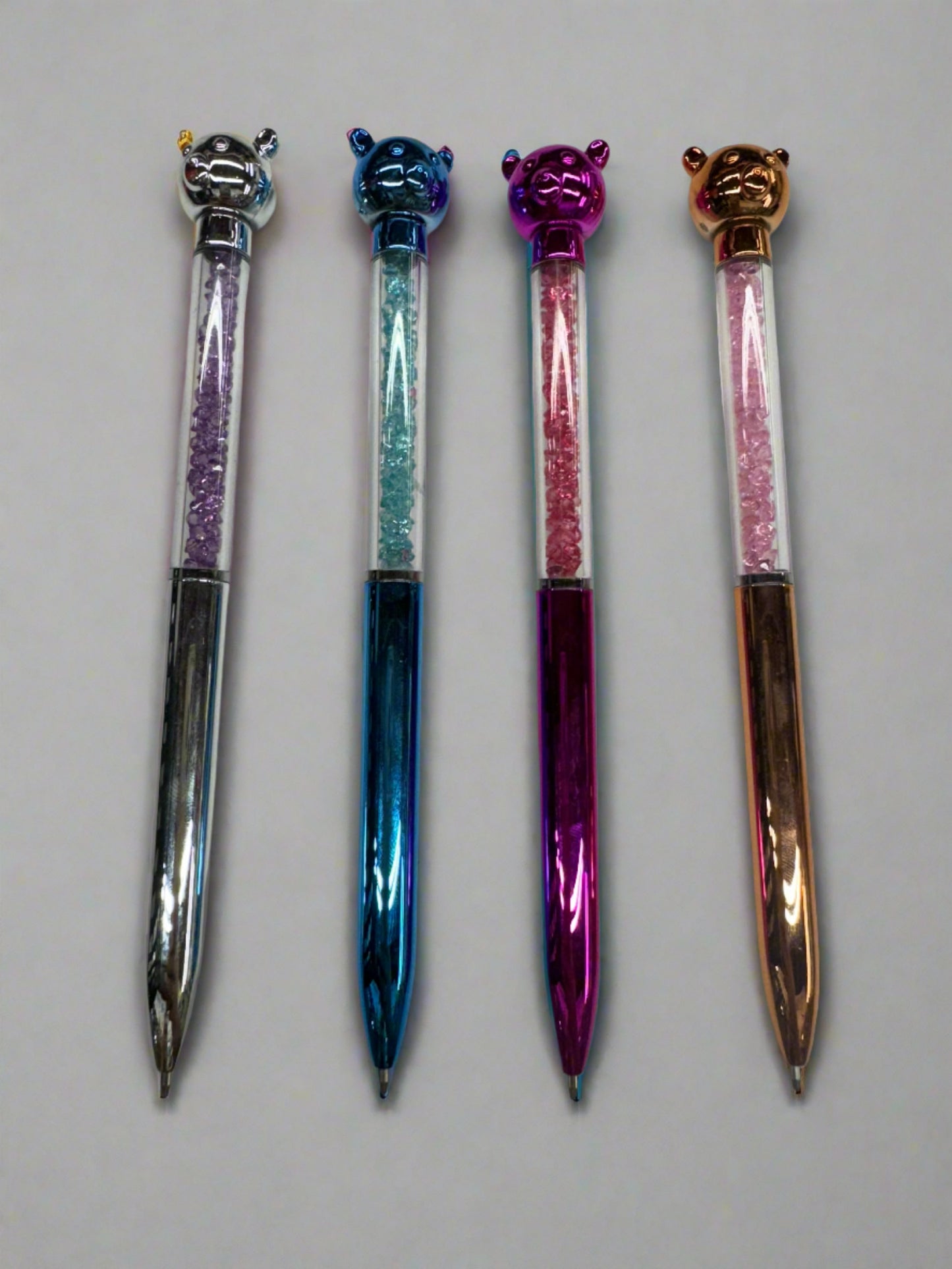 Metallic Bear Head Ballpoint Pen (Set of 4)